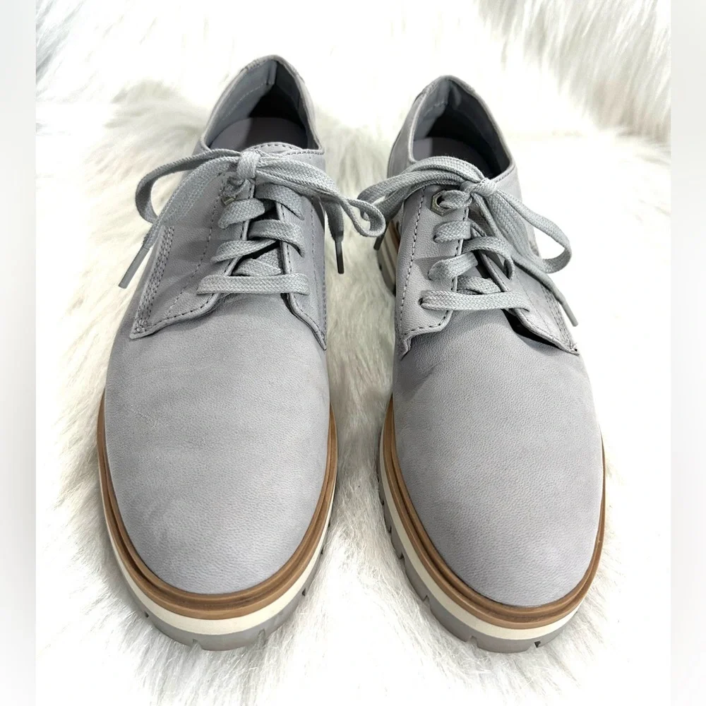 Timberland Ladies London Square Oxford Nubuck Leather ReBOTL Shoes Gray SZ 8 EUC